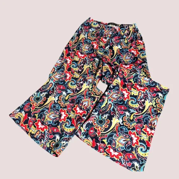 Travel Elements Pull On Floral Palazzo Pants-Sz S - Picture 2 of 7